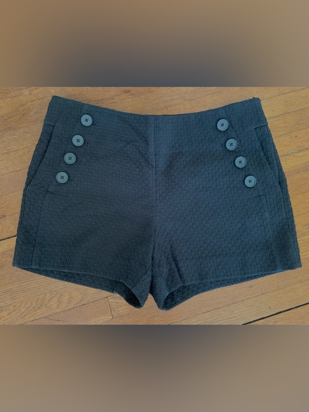 Loft Shorts Black Button Accent Women's Side Zipper  Size 4